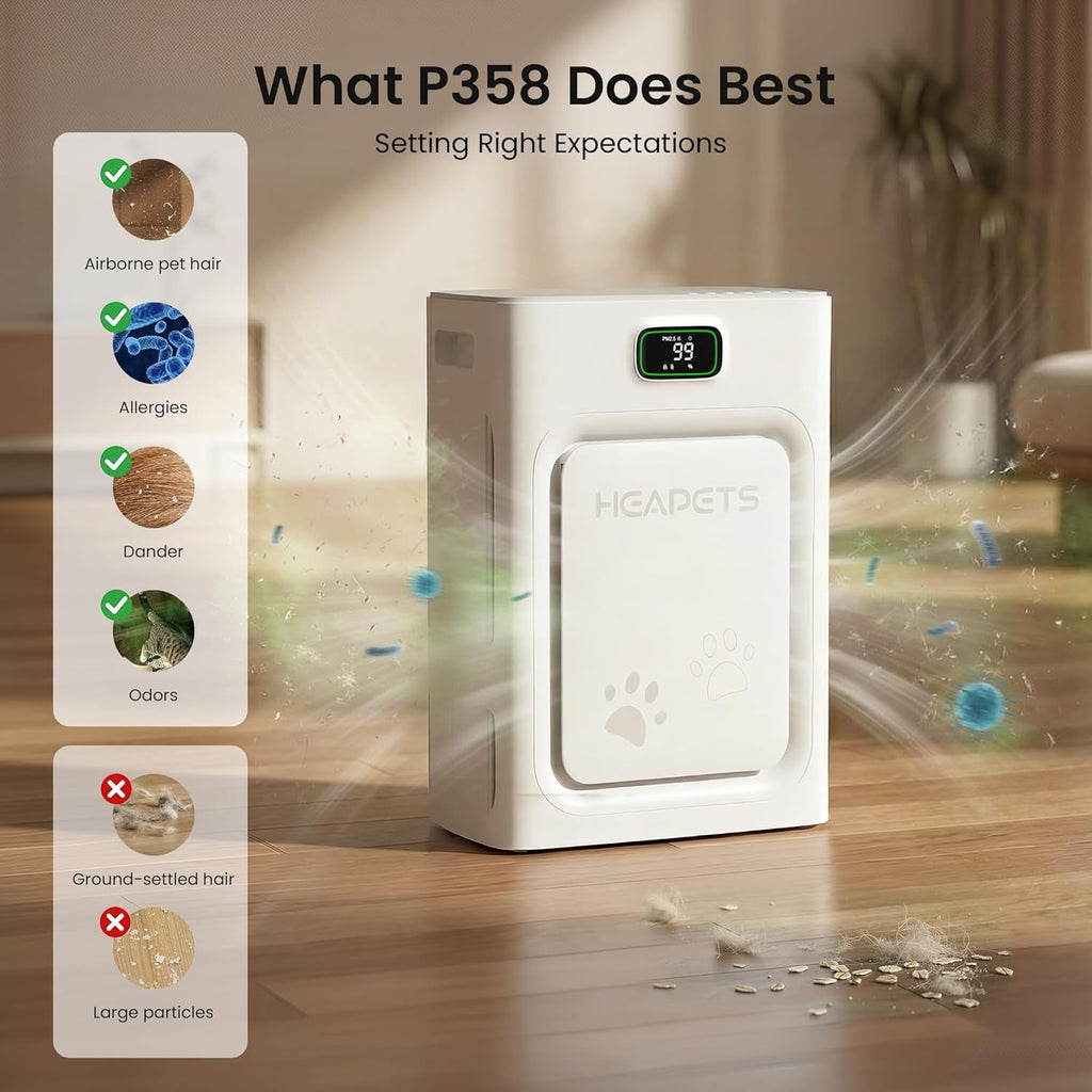 HEAPETS Pet Air Purifier with HEPA Filter Odor Control for Dogs & Cats