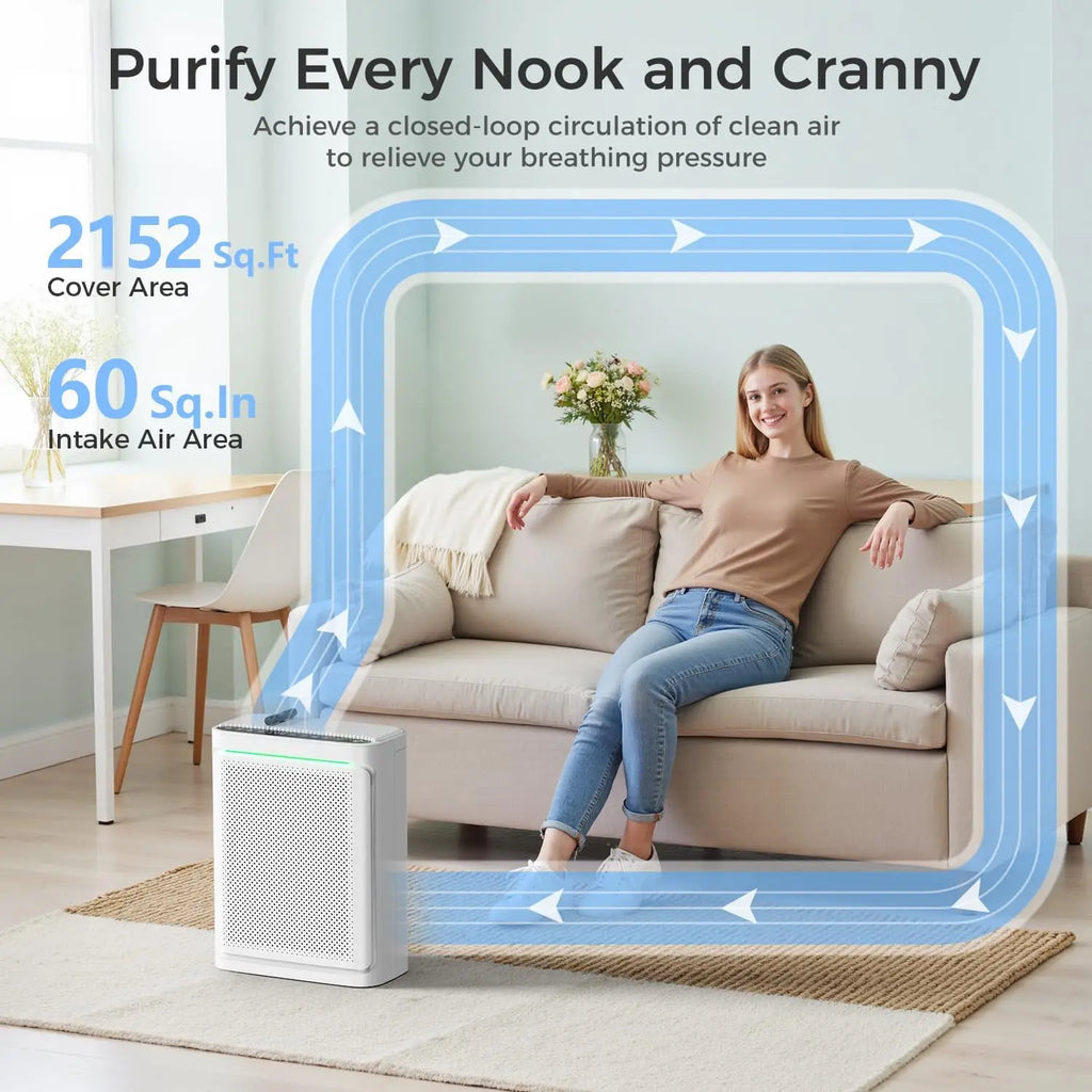 Home Air Purifier with H13 HEPA Filter, Covers 2152 Sq.Ft, Washable Filter & Aromatherapy for Bedroom